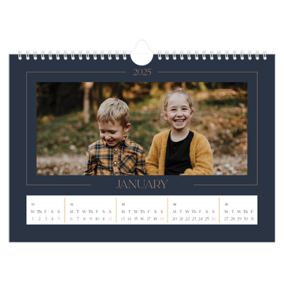 A4 Landscape Photo Calendar — Prussian blue [January]