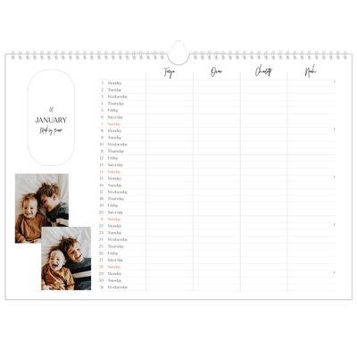 Family Planners A3 Landscape — Making plans Planner - Family of 4 [January]