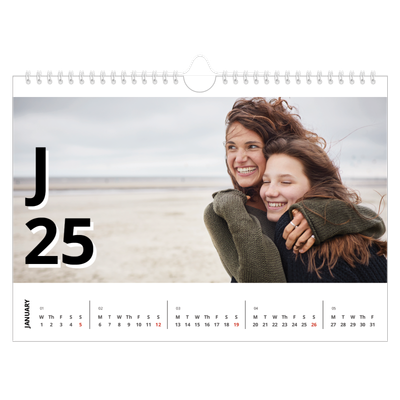 A4 Landscape Photo Calendar — Letter style [January]